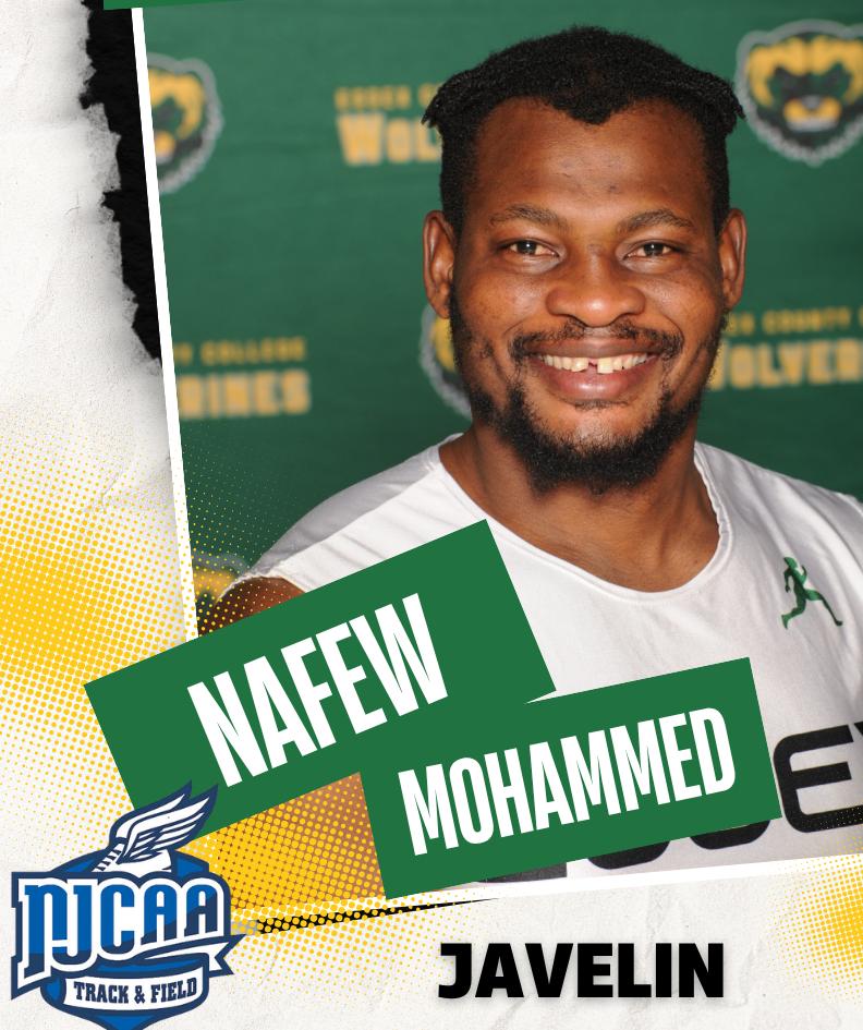 Nafew Mohammed Dominates Javelin with 66.66m Throw, Qualifies for Nationals and Ranks No. 5 in NJCAA
